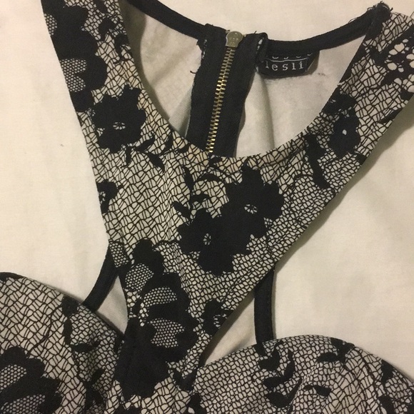 Sexy lace printed pattern black and white top - Picture 3 of 5